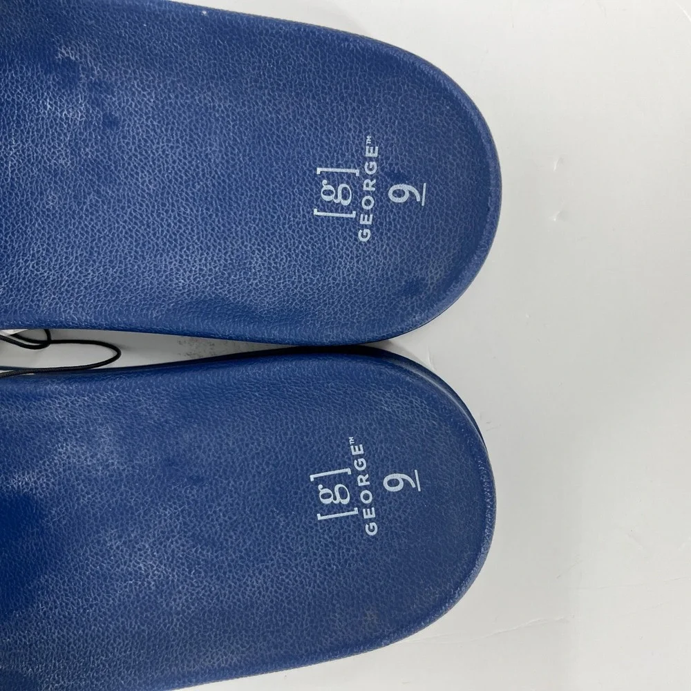 Walmart Logo Flip Flop Slide Sandals Mens Size 9 George‎ RARE White Blue New